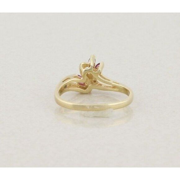 10k Yellow Gold Natural Ruby & Diamond Ring Size 9 1/4 - Picture 7 of 7